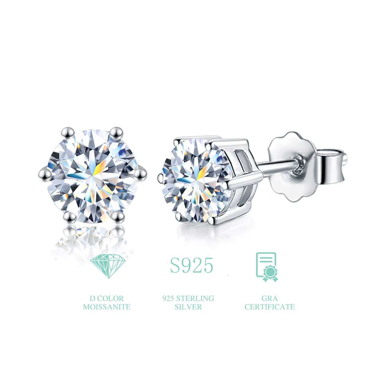 Moissanite Diamond Big Stud Huggie Earrings 925 Sterling Silver 14K 18k Gold 0.5 1 2 Ct for Women Luxury Wedding Jewelry