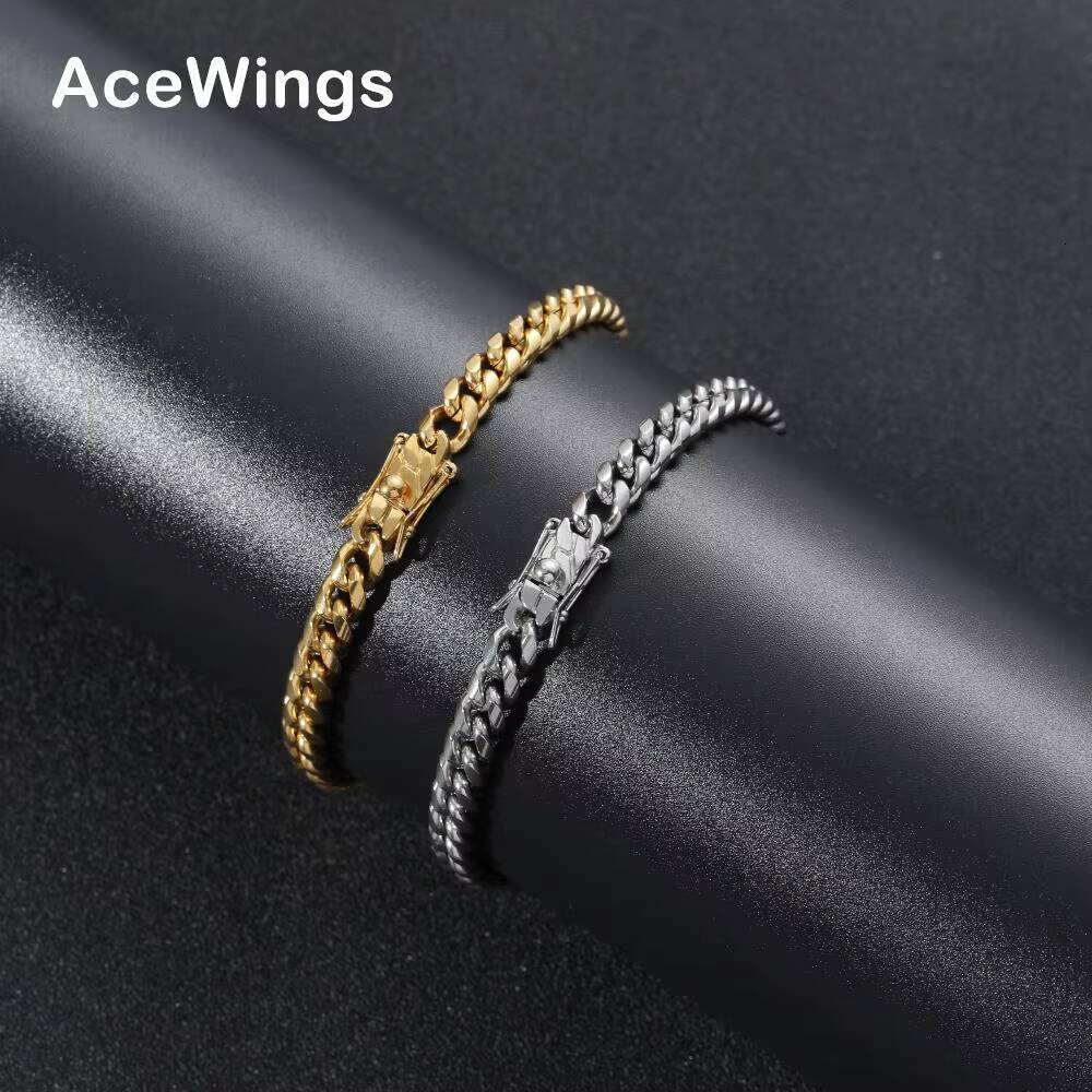 SB003-6MM 6mm 6" 7" 8" 9" 10" Stainless Steel Cuban k Hip Hop Chain Bracelet