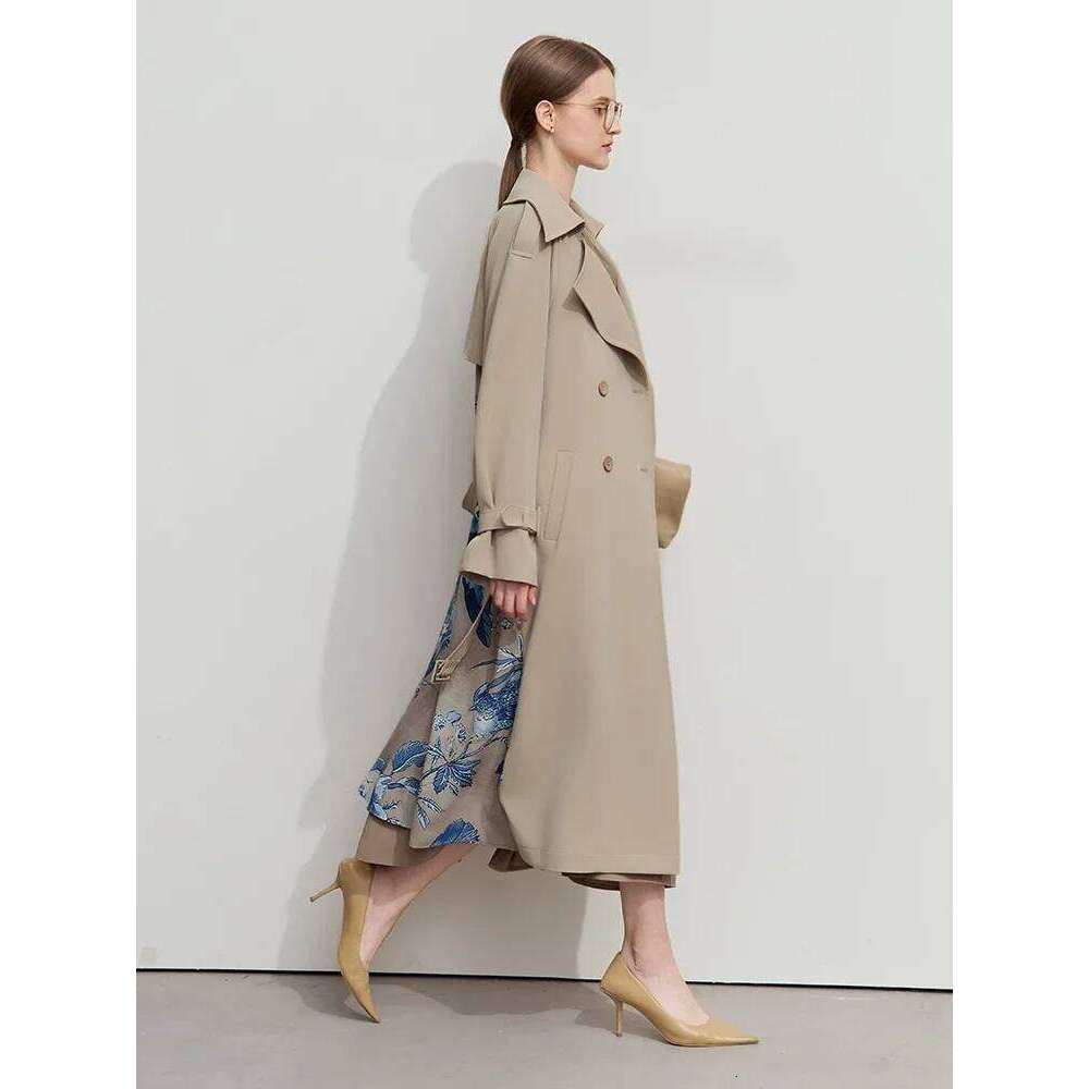 Amii Minimalist Spring Women's Clothing Long Belt Loose Printing Trench Coat Splicing Fashion Elegant Commuter Jacket 12551006