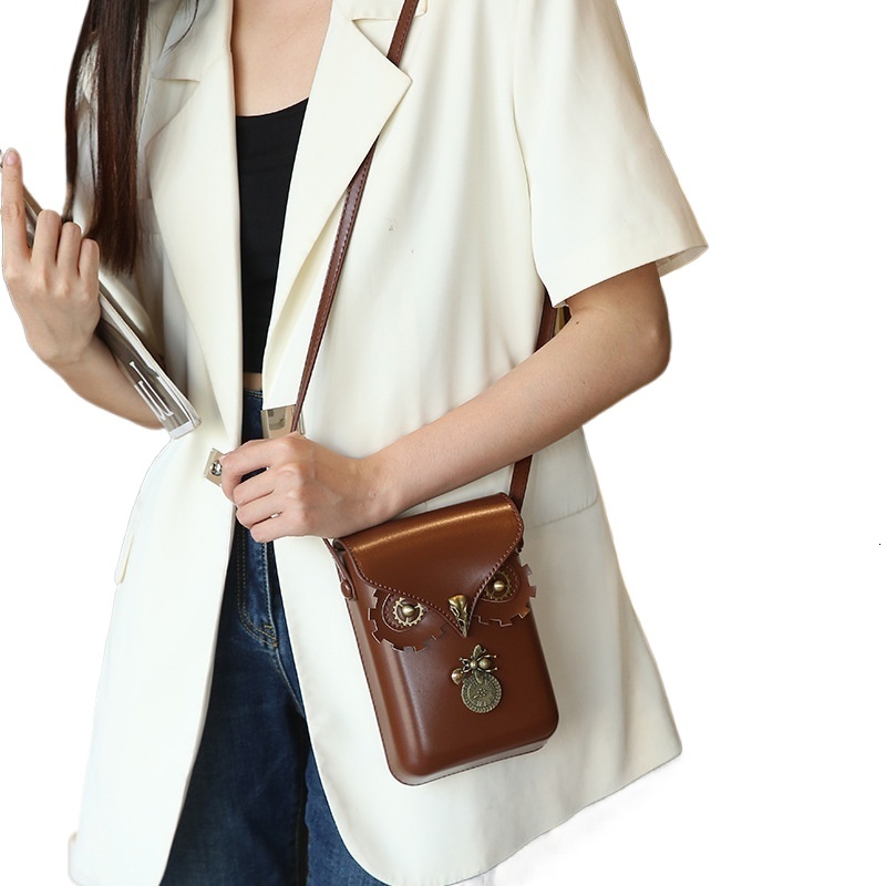 designer Manufacturer New Model Phone Bag for Women Retro Cute Owl and Bee Pendant Saddle Bag Shell Crossbody Small Bag