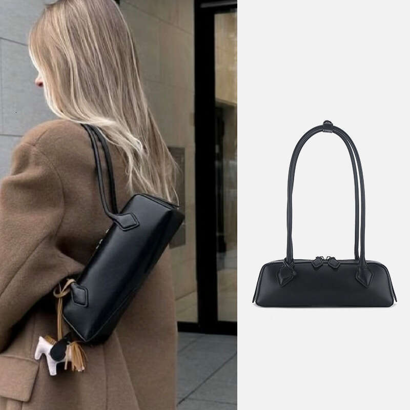 New Sausage Dark Stitching Baguette Design Shoulder Bag Simple Underarm Handbag for Women