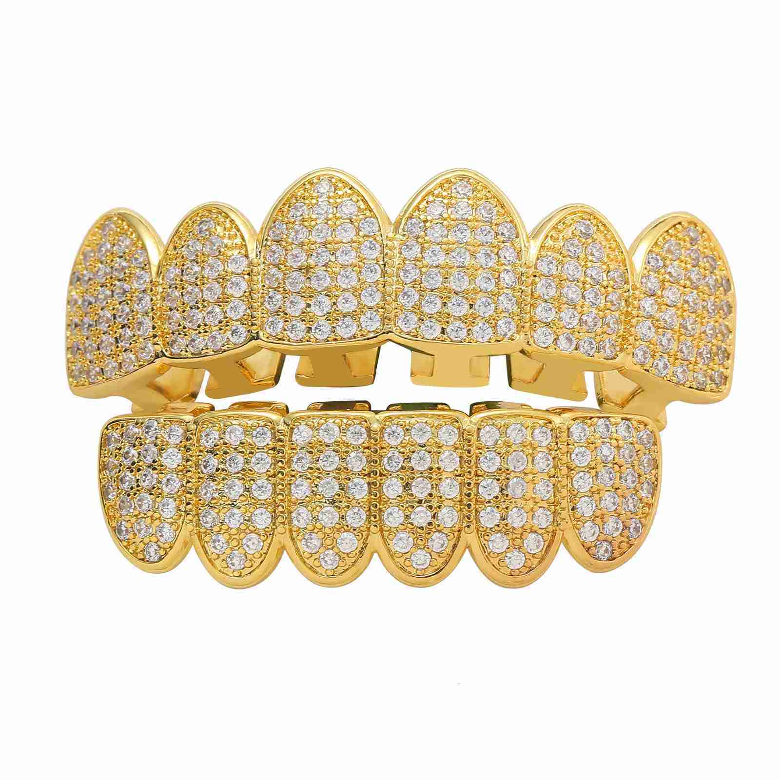 Hip Hop Six Teeth Micro Set Moissanite Teeth Bracelets for Halloween Dress up Individually Exaggerated Hip Hop Teeth Bracelets moissanite