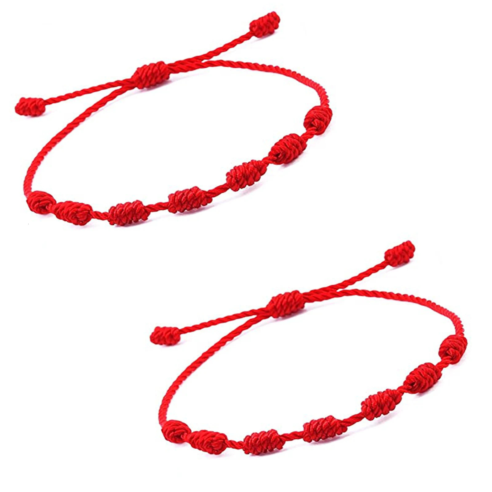 2 Pieces Red String Handmade Bracelets Black Cord Bracelet Adjustable Kabbalah Red Knot String Bracelet Amulet for Protection 250528