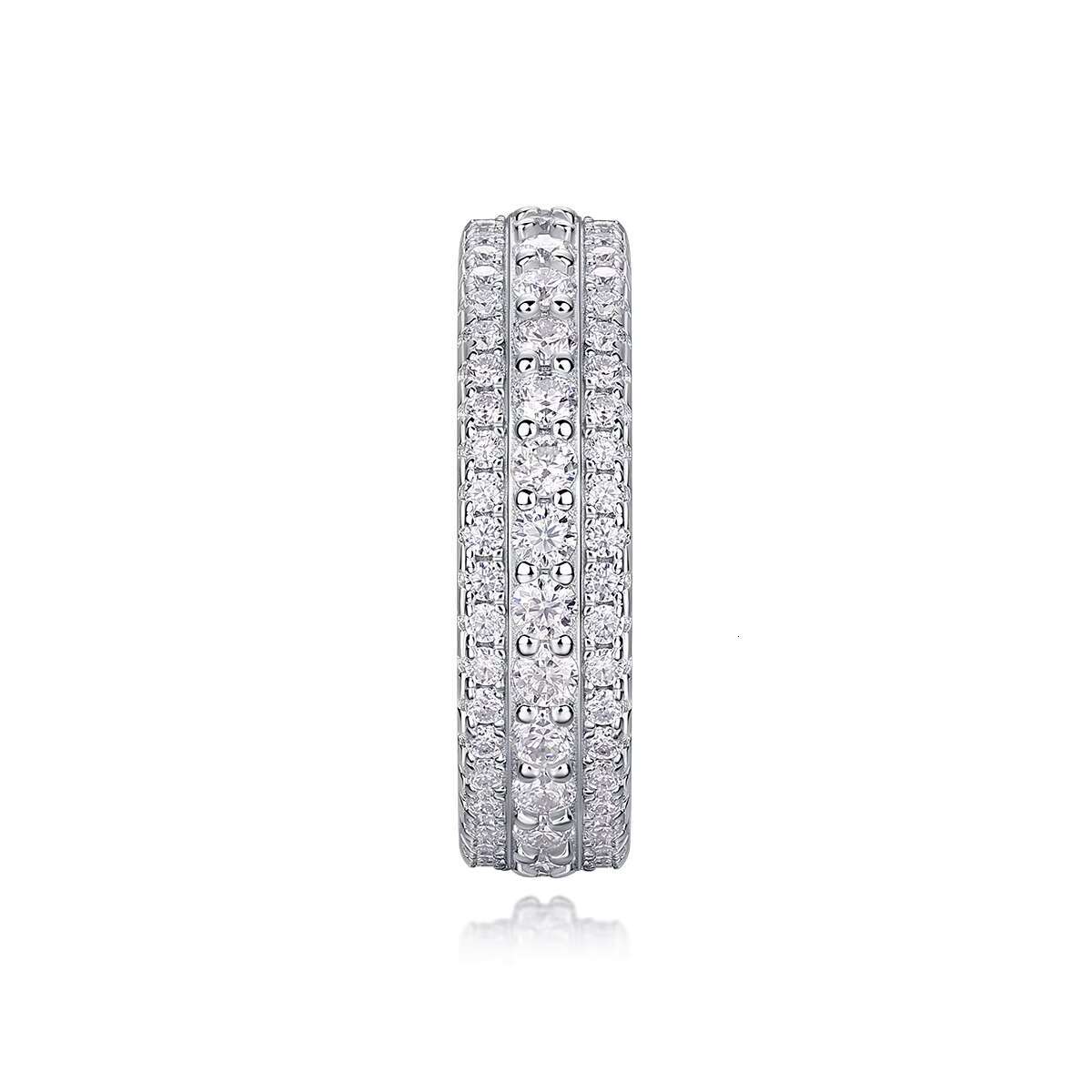 Zanlong 13251 d Color Vvs1 18k White Gold Sterling Silver Three Row Men Women Full Eternity Stone Irregular Ring Moissanite Band