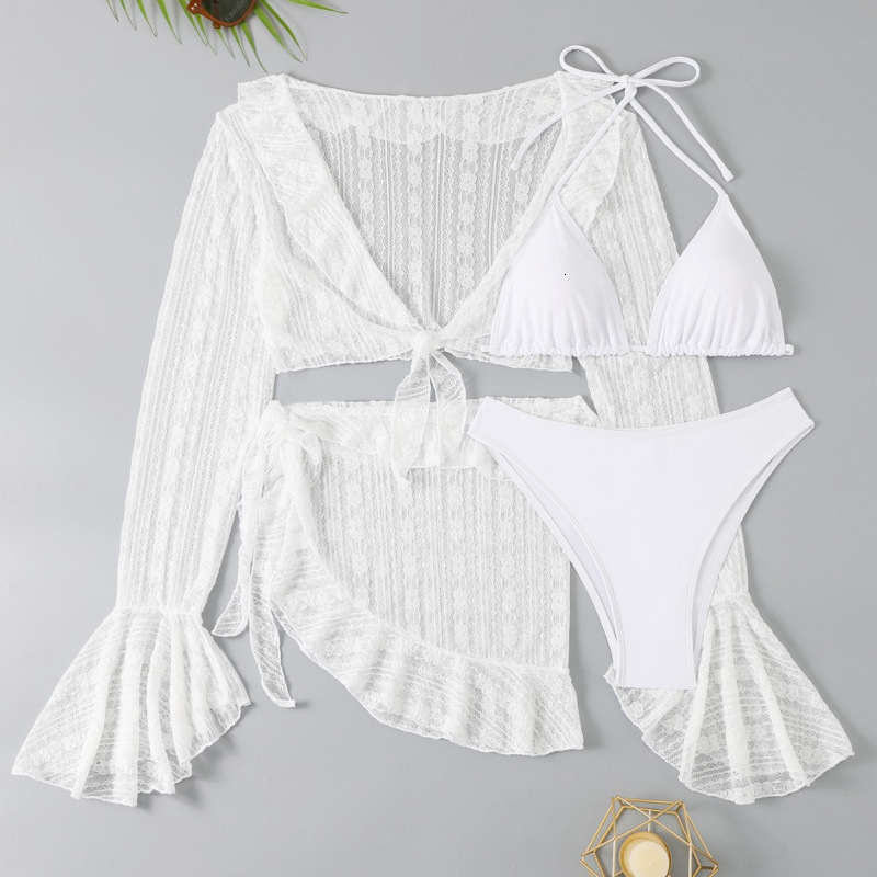 Outdoor Summer Beach Sexy Women Free Shipping 2025 New Designer Shoes 2025 New Solid Color Mesh Long Sleeve Hoodie Beach Bikini Split Swimsuit Women&#