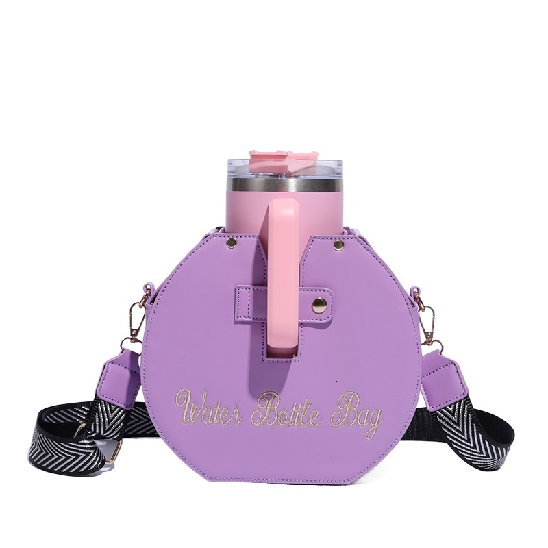designer Cross-Border Hot-Selling Outdoor Portable Drink Bottle Water Cup Bag 2025 New Purple Large Insulated Cup Shoulder Crossbody Bag
