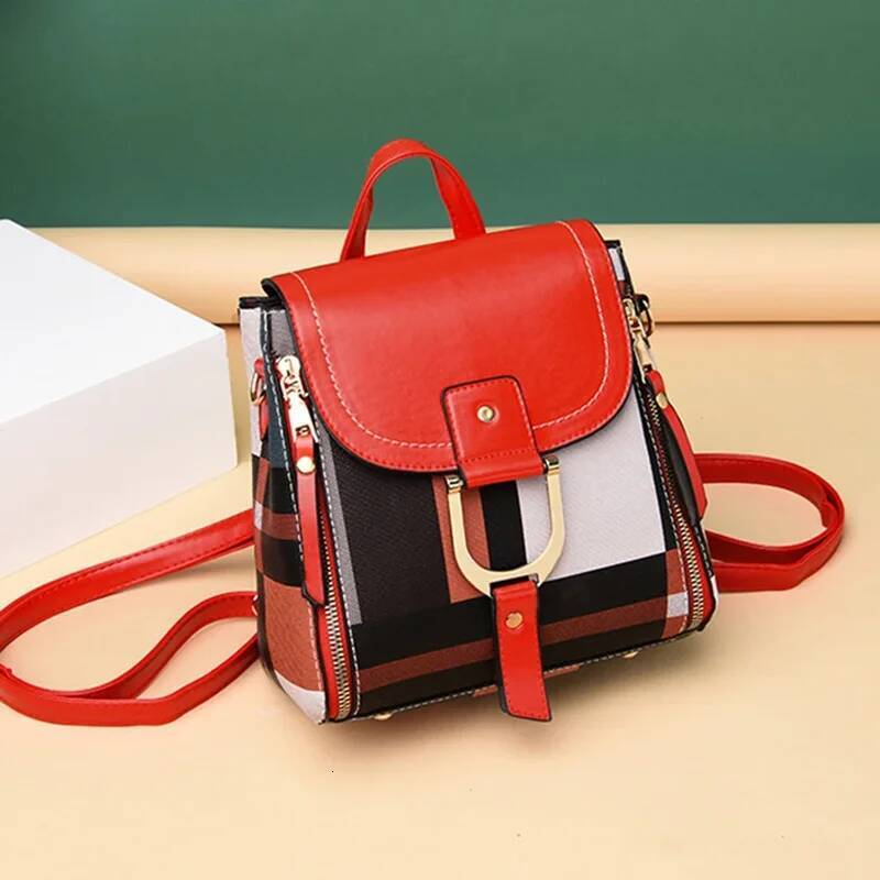 2025 New Fashion Small Pu Leather Backpack Designer Women's Retro Checkered School Backpack High Quality Travel Backpack Shopping Bag 3