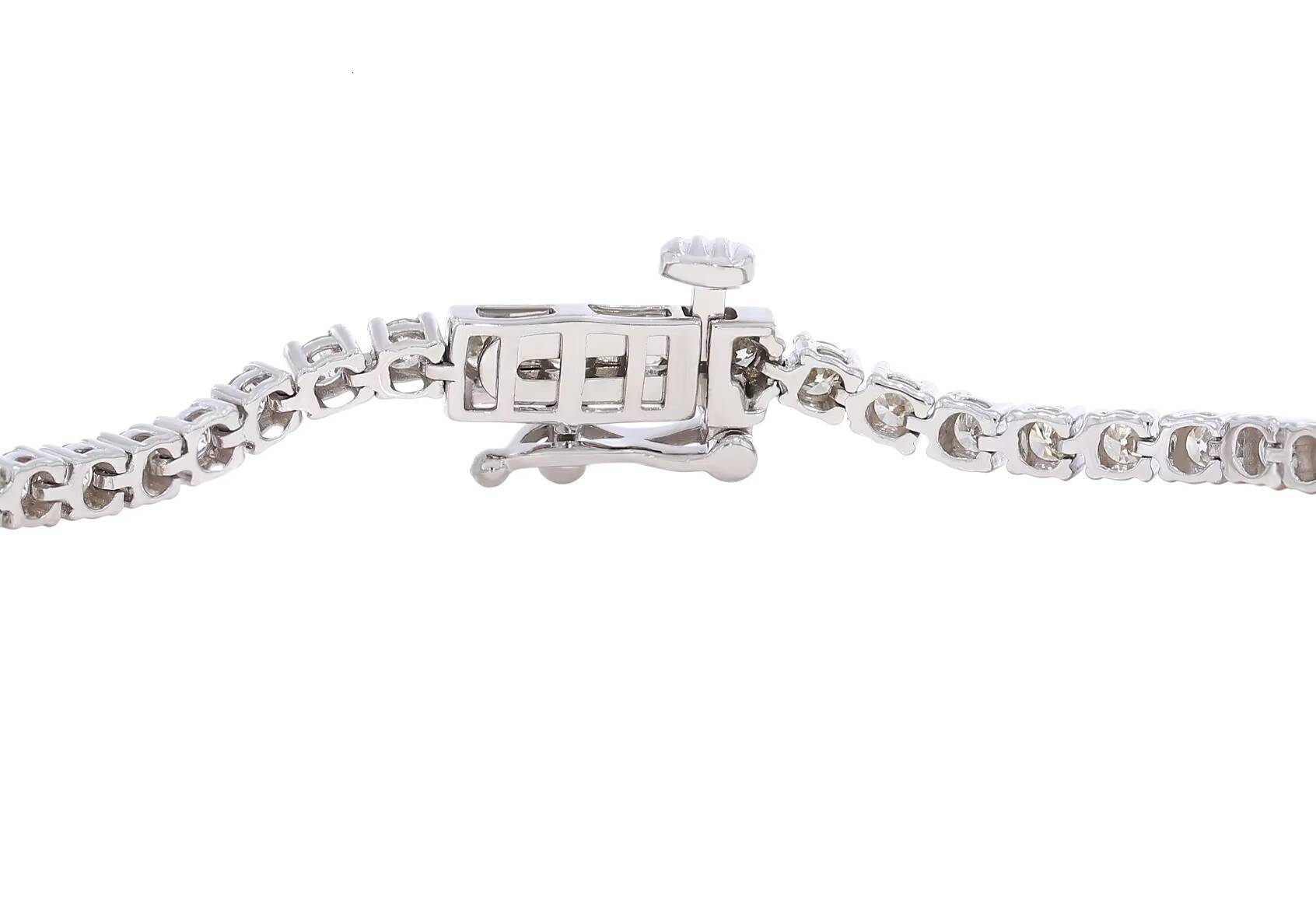 14k White Gold Celestial Beauty 1.00Ct Round Quartz Tennis Bracelet