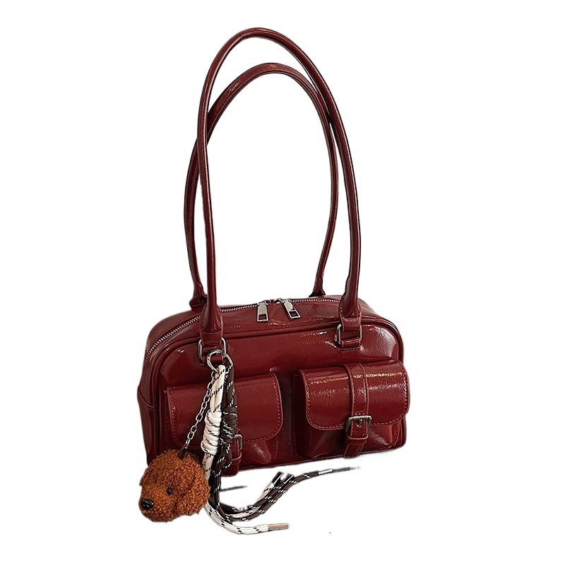 designer Trendy Women's Bags This Year Large Capacity Shoulder Bag Cute Pendant Pillow Bag Retro Multi-pocket Bowling Bag