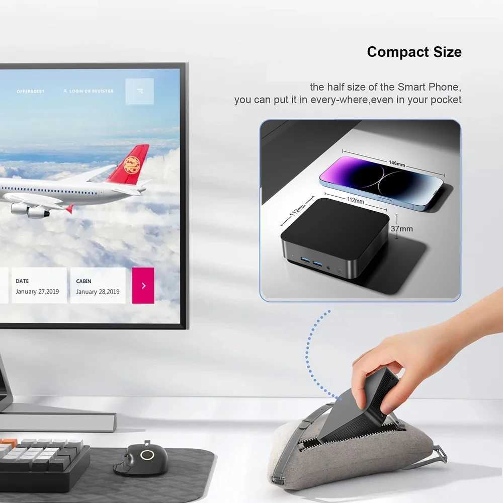 New 12th generation N100 mini computer for home office N5095A for living room entertainment portable miniature small computer X250602