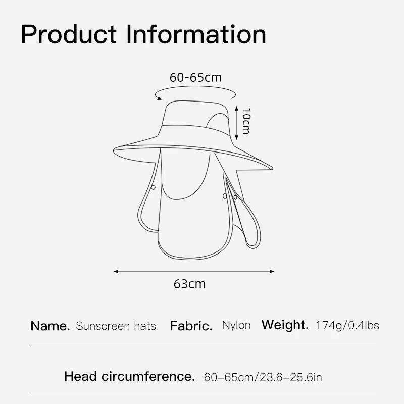 GOLOVEJOY XMZ273 Men Outdoor Fishing Summer Sun Protection Face and Neck Cover Breathable Fisherman Bucket Hat