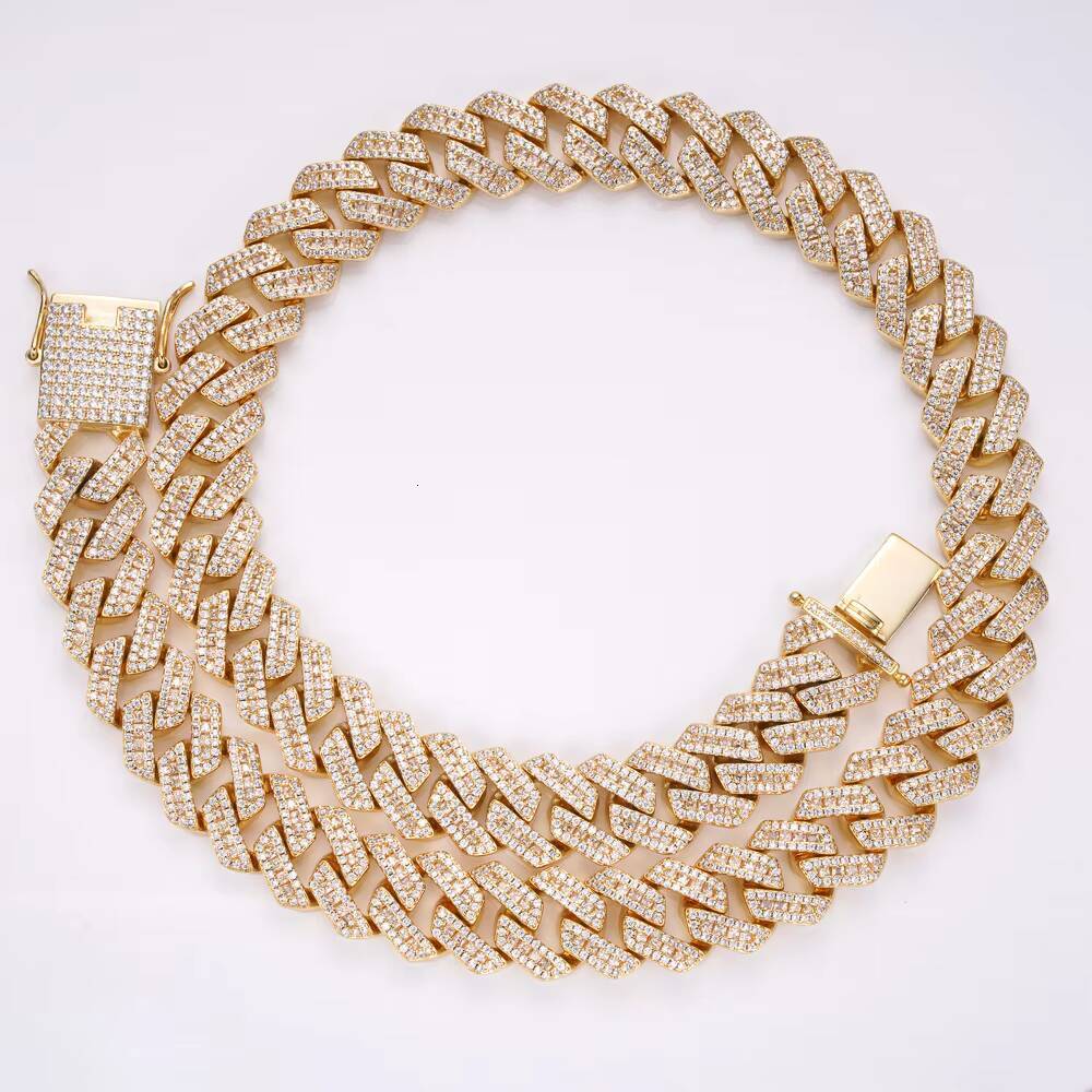 Fashionable hip-hop jewelry trendy pure sier rhodium Cuban chain men's cutting necklace