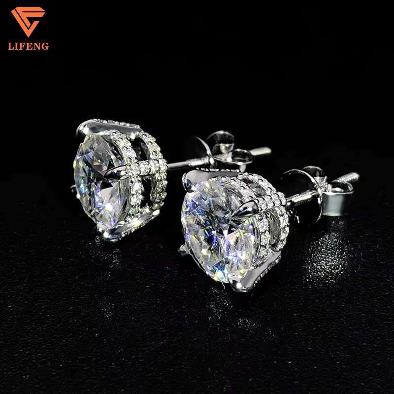 In Stock Wholesale Factory Price Vvs GRA Moissanite Diamond 925 Silver Earrings Stud for Women Men Fine Jewelry