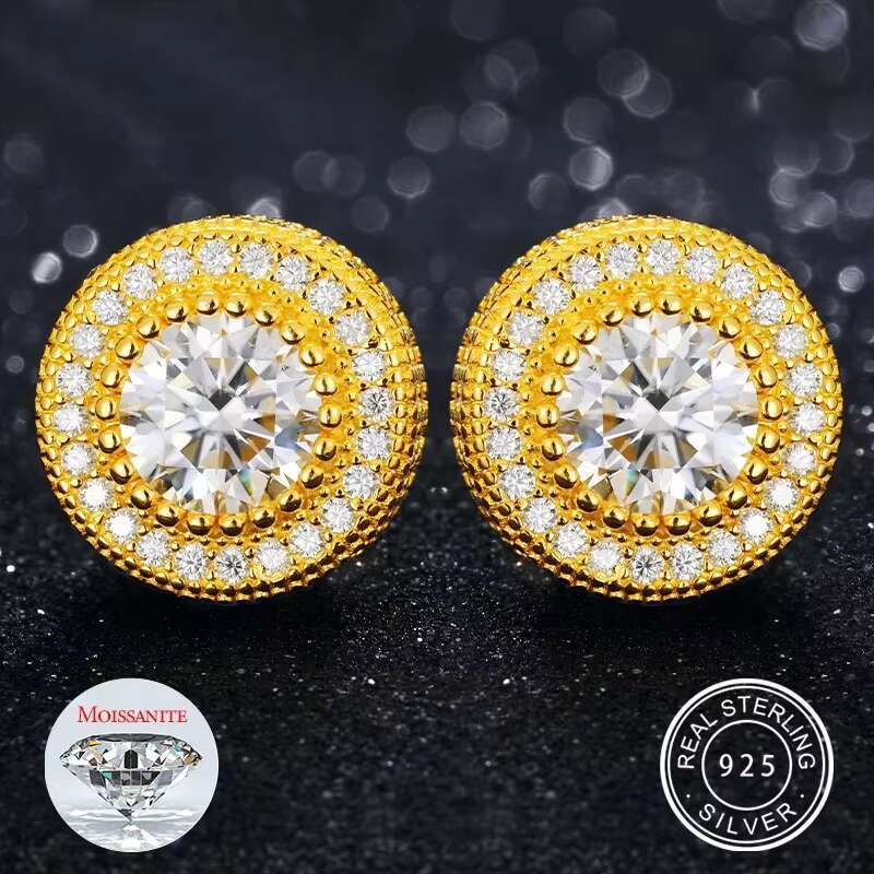 Luxury Moissanite Diamond Earrings for Women Real 925 Sterling Silver Stud Earring for Wedding
