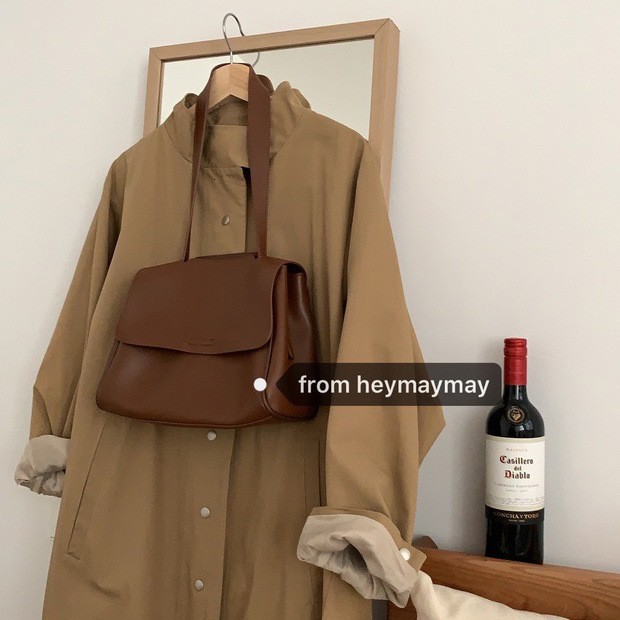 designer Rich Dark Brown Korean INS New 2025 Summer Flap Bag Elegant Commuter PU Bag Women's Shoulder Crossbody Bag