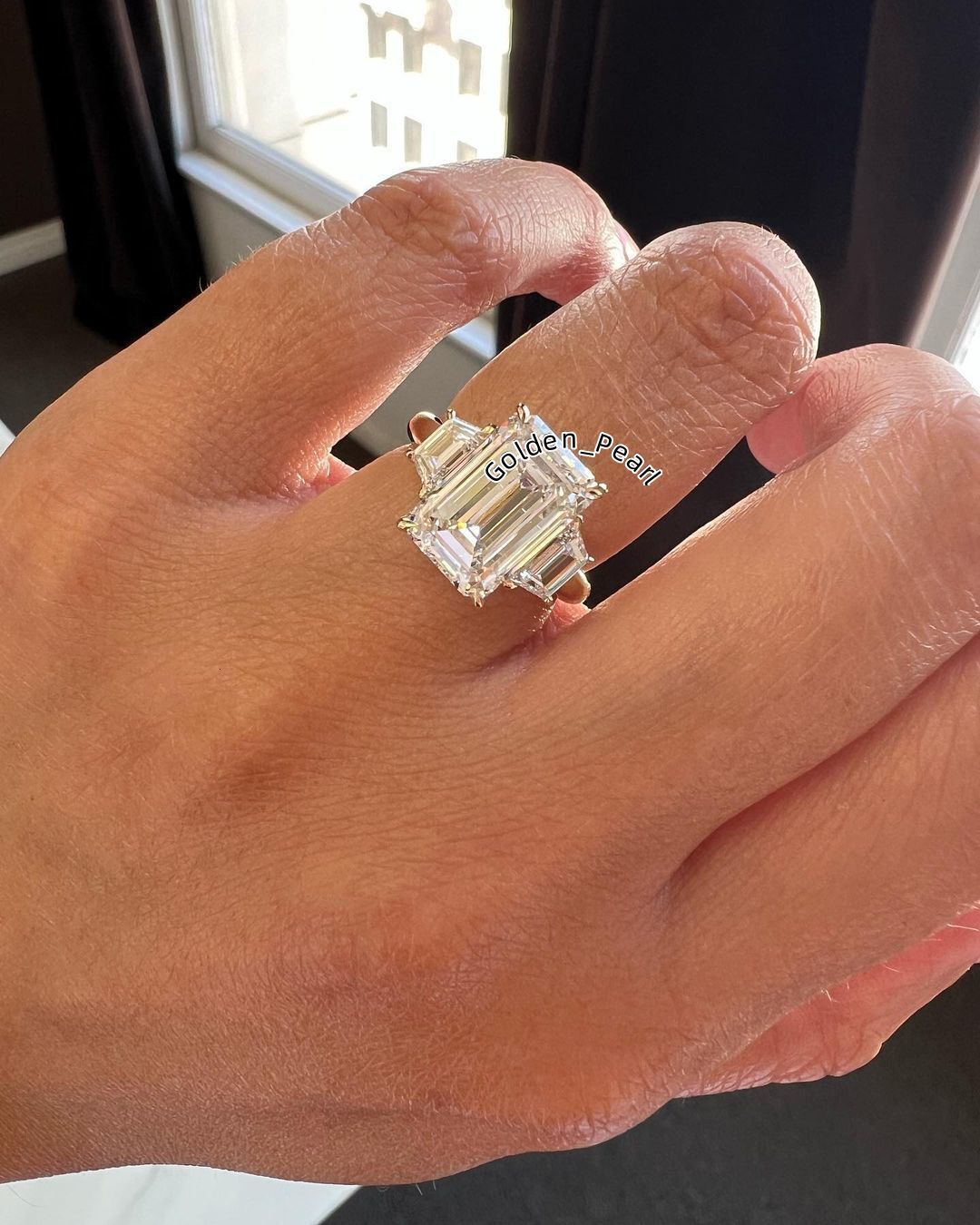 Three Stone Moissanite Engagement Ring Sterling Silver Wedding Ring 5.00 Ct Emerald Moissanite Diamond Bridle Ring for Woman