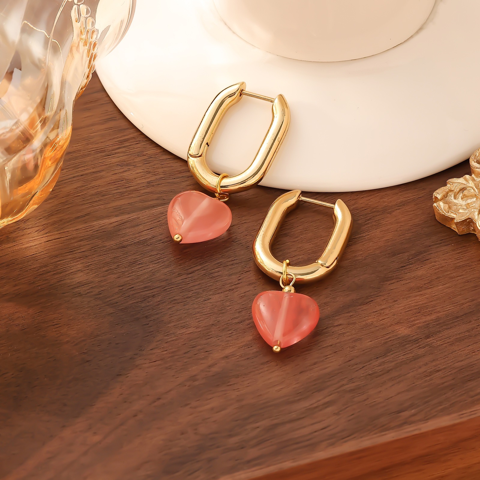 Gold Stainless Steel Hoop Colorful Earrings Jewelry