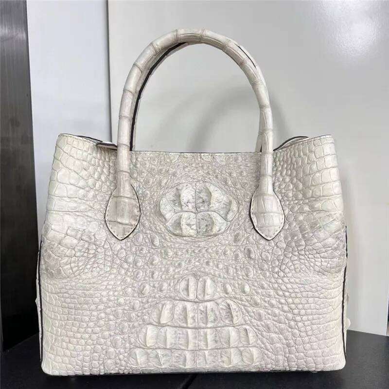 Genuine Crocodile Skin Women Skyblue Colorful Totes Female Handbag Exotic Real Alligator Leather Lady Single Cross Shoulder Bag