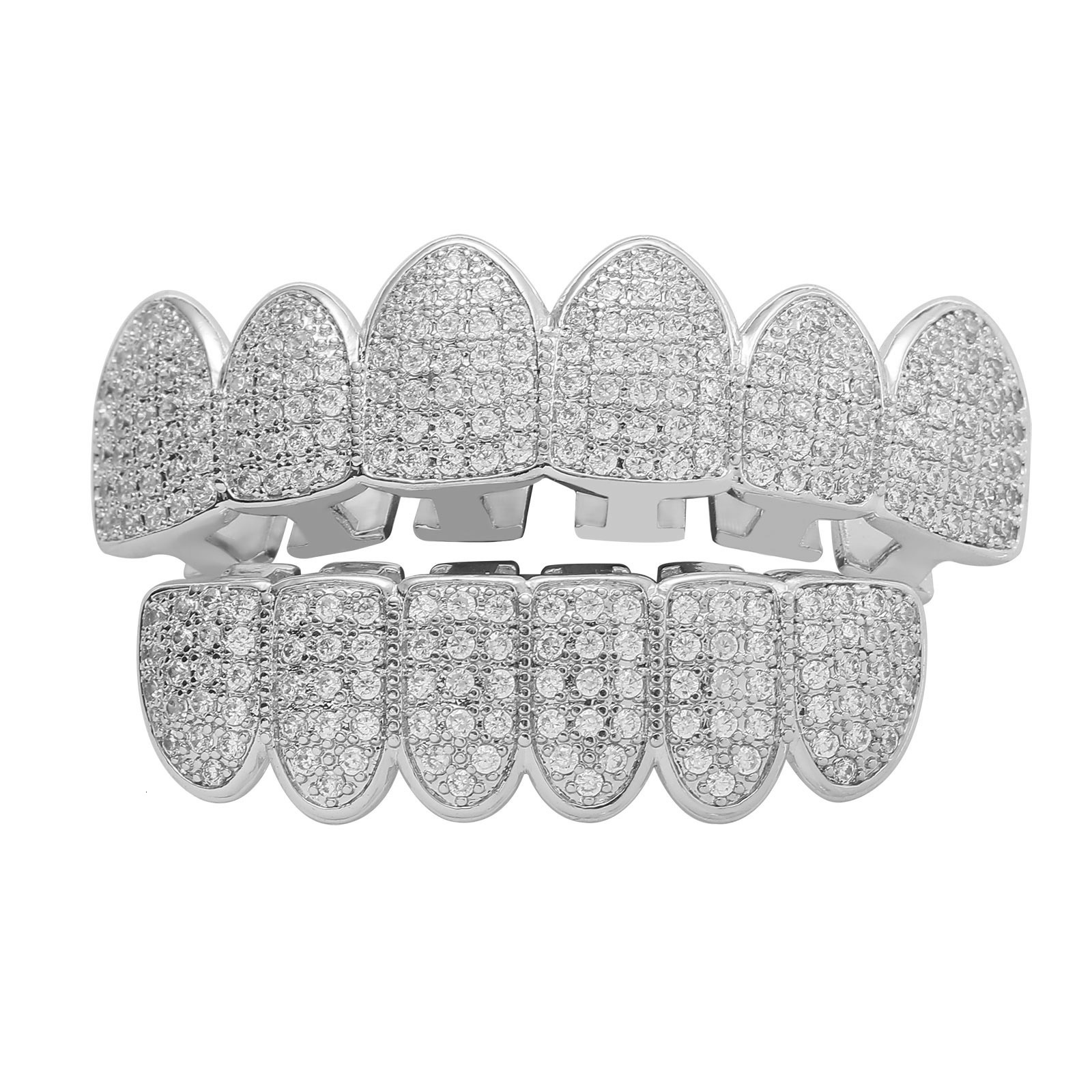 Hip Hop Six Teeth Micro Set Moissanite Teeth Bracelets for Halloween Dress up Individually Exaggerated Hip Hop Teeth Bracelets moissanite