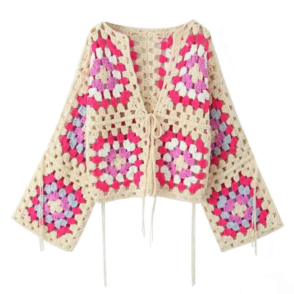 Handmade Crochet Hollow Out Sweater Robe For Women Cardigan Long Sleeve V Neck Oversized Autumn Winter Sweaters Pull Jumper Boho