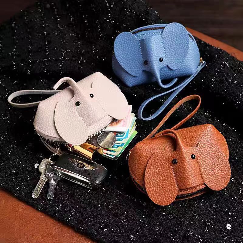 designer New Bag Pendant Women Key Bag Creative Card Holder Genuine Leather Little Elephant Coin Purse Zipper Hand Twist Lipstick Storage Bag