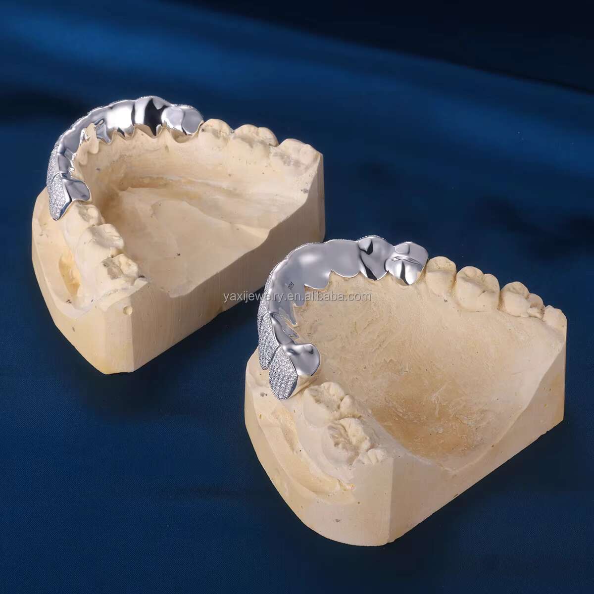 Custom Top Bottom 8 Silver 10k 14k 18k Real Gold Grillz Lab Grown Diamond VVS Moissanite Natural Lab Diamond Teeth Grillz
