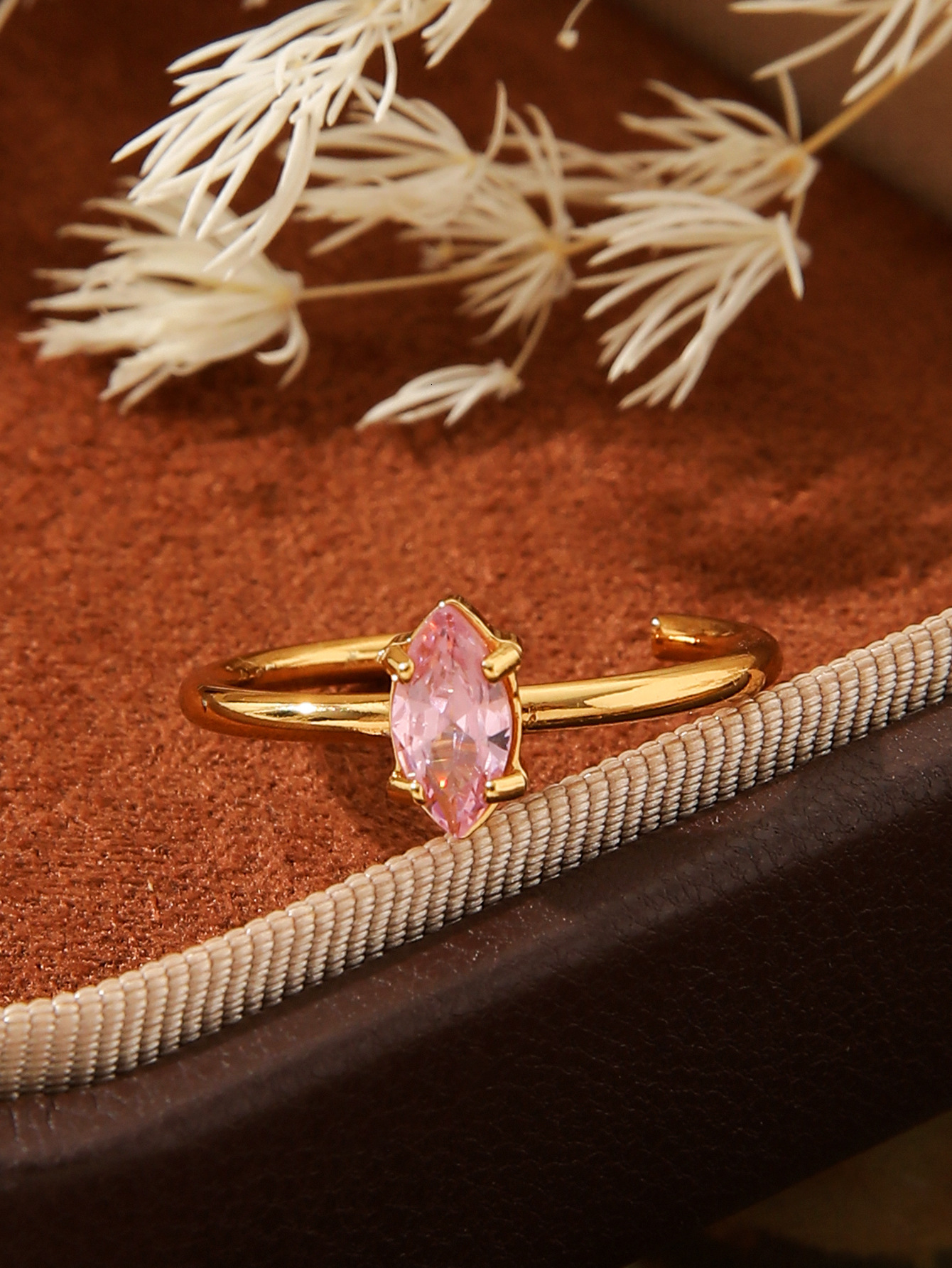 Titanium Steel Water Drop Inlaid Women's Fashionable Elegant Bowknot Gold Plated Colorful Diamond Open Ring