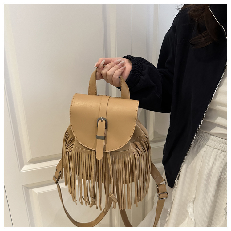 Free Shipping Designer Bag Simple Tassel Women 2025 New Model Students Commuting For Class Western Style Trendy Backpack
