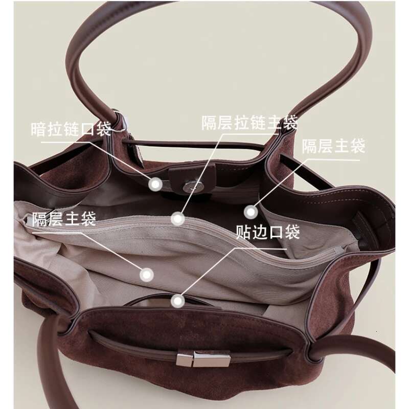 Slouchy Style Coffee Color Large Trapeze Tote Frosted Cow Skin Women Commuter Shoulder Bag Suede Retro Leisure Ladies Handbag