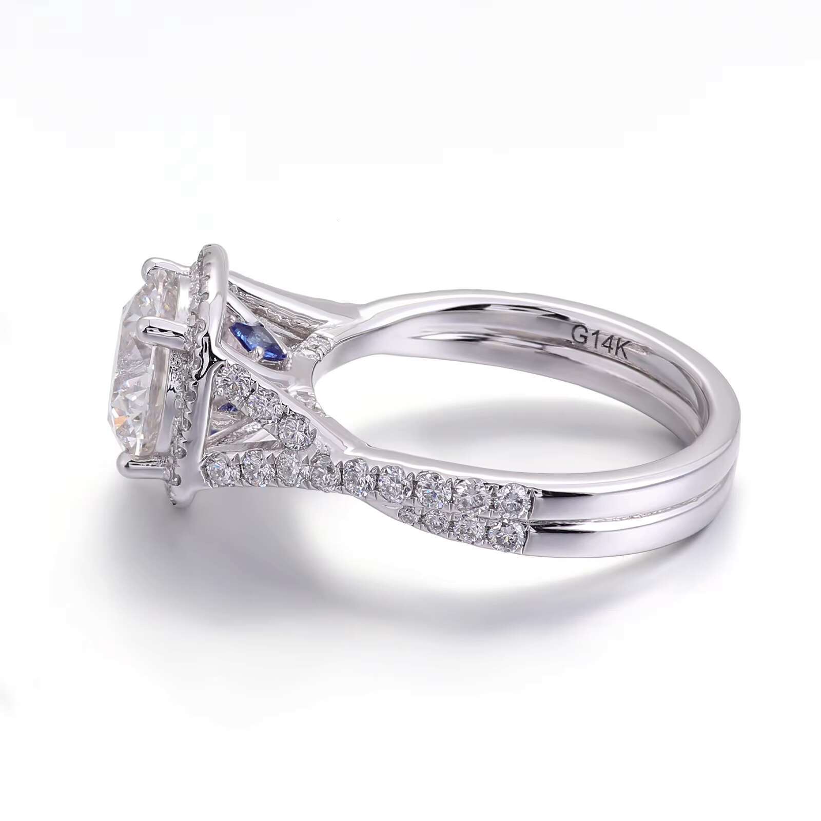 14k White Gold Custom Ring Fine Jewelry for Men and Women with Moissanite Stone for Wedding Engagement or Gift