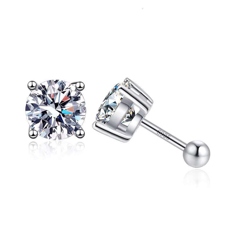 Hotsale 4 6 Claw 0.5 0.8 1 2 3 4 Carats Vvs Moissanite Stud Earrings with Cluster Screw Push Magnet Black for Women Jewelry