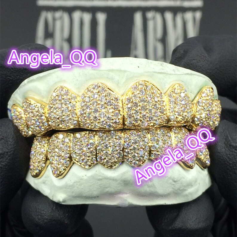 Custom 18K Gold Teeth Grillz Moissanite Diamond Teeth Grillz