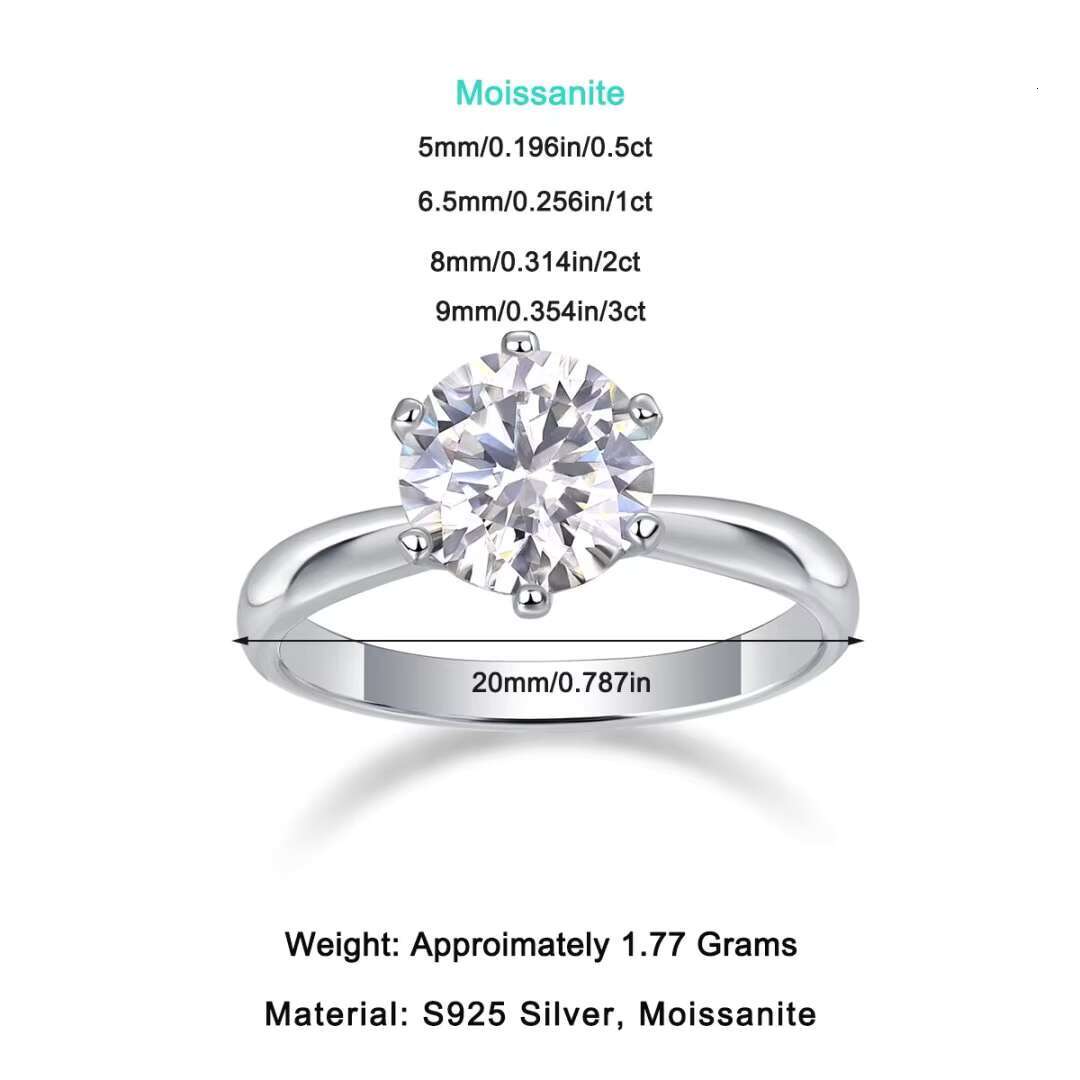 Wholesale Custom 925 Silver Moissanite Ring 1CT VVS GRA Certified Moissanite Diamond Jewelry Engagement Ring for Women