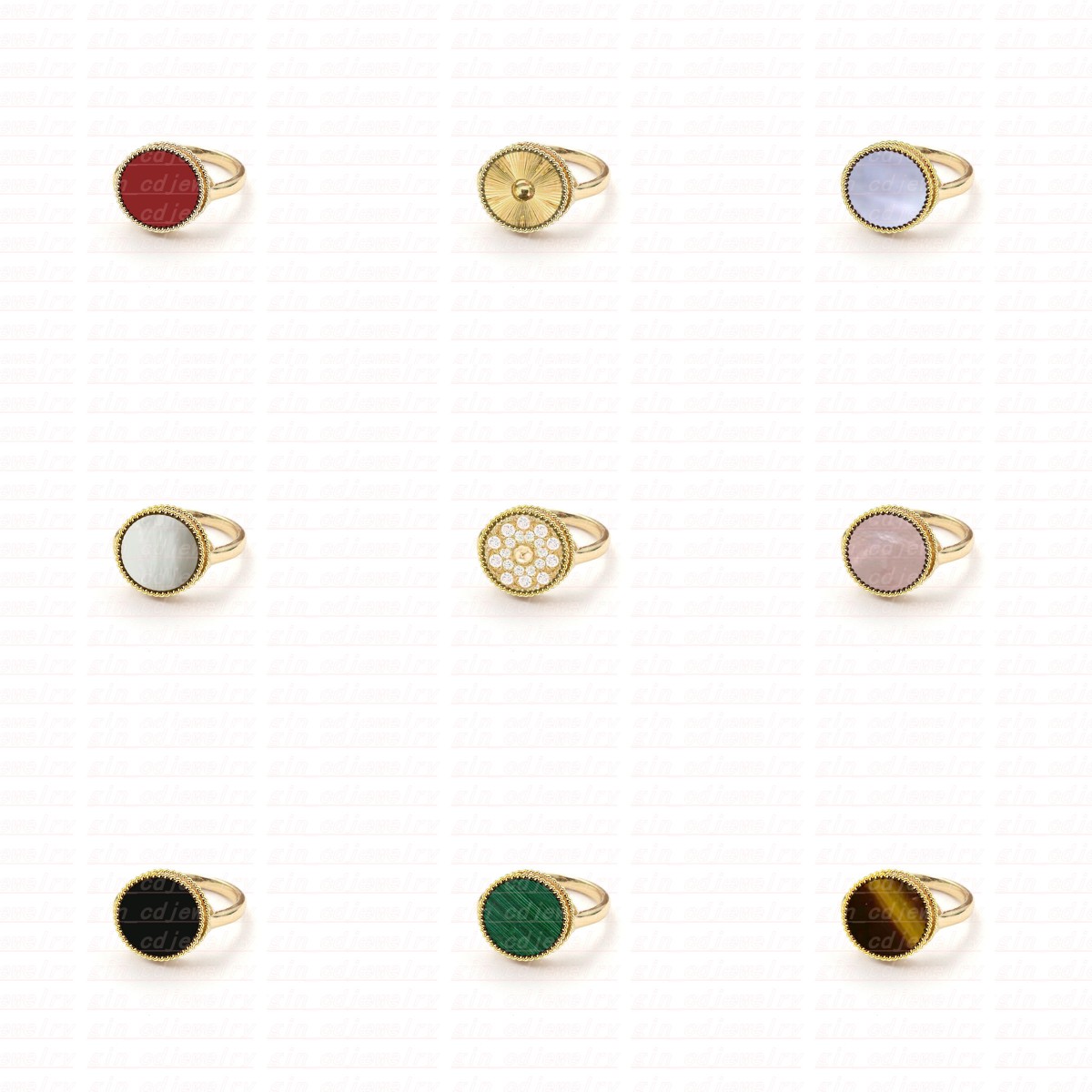 Fashion women's multi-color flower shape shell agate ring designer jewelry 18k silver gold wedding ring party anniversary gift