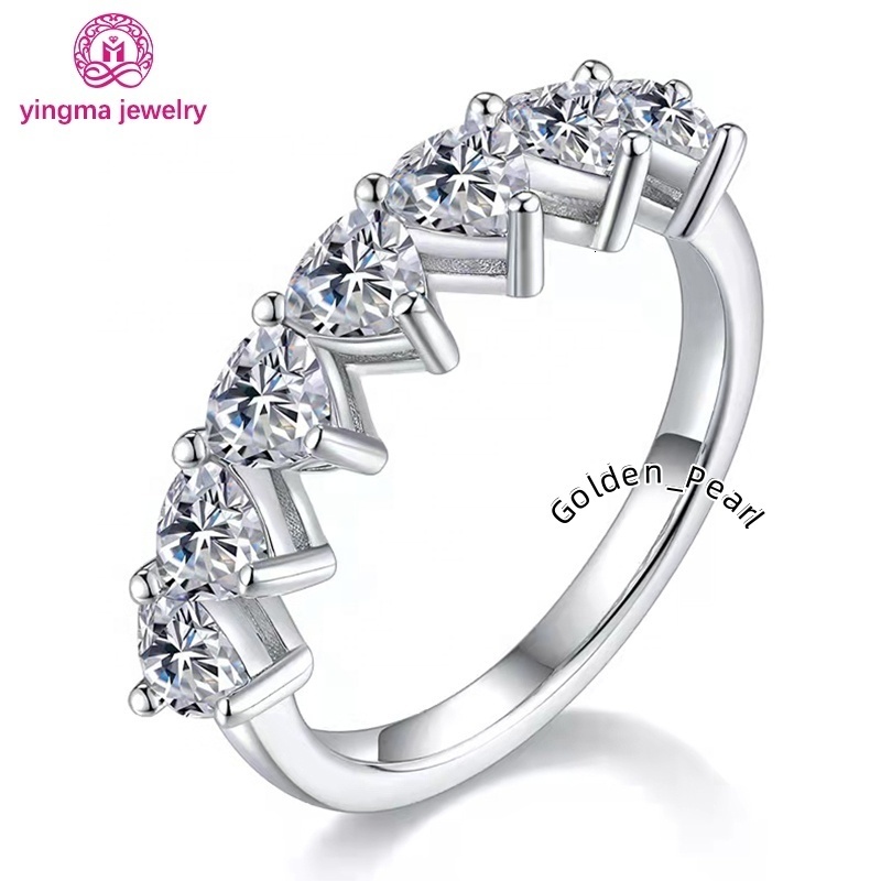 Luxury Jewelry Mossanite 925 Sterling Silver Ring Trillion Shape White Gold Plated Moissanite Engagement Rings for Women