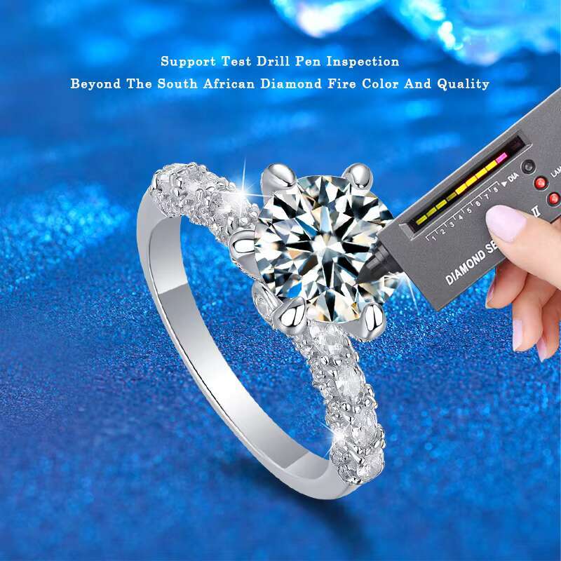 2ct Moissanite Diamond Round Cut Jewelry 925 Sterling Silver Engagement Wedding Ring for Women