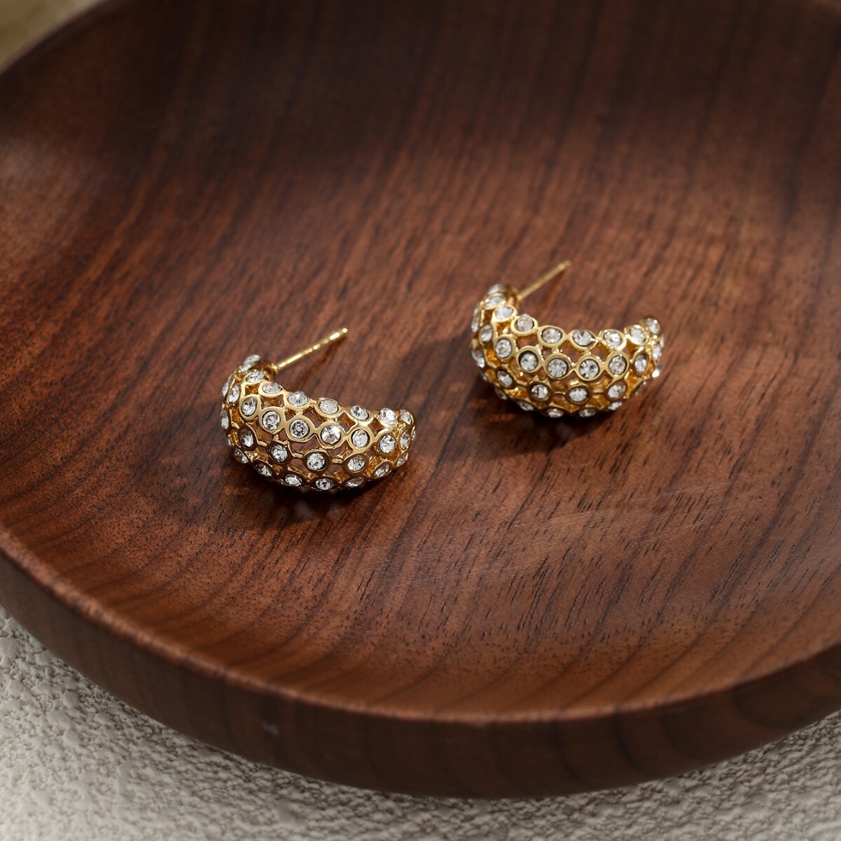 Heart Micro Inlaid Hoop Women Versatile Earrings