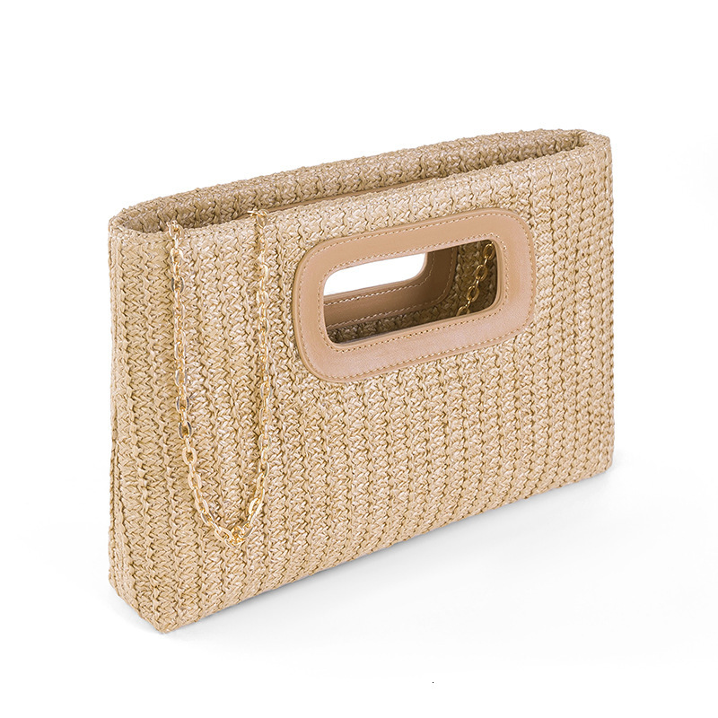 Bag Women 2025 Summer New Outdoor Beach Bag Vacation Style Designers Bag Free Shipping Straw Woven Clutch Detachable Chain Crossbody Bag Cross-border 