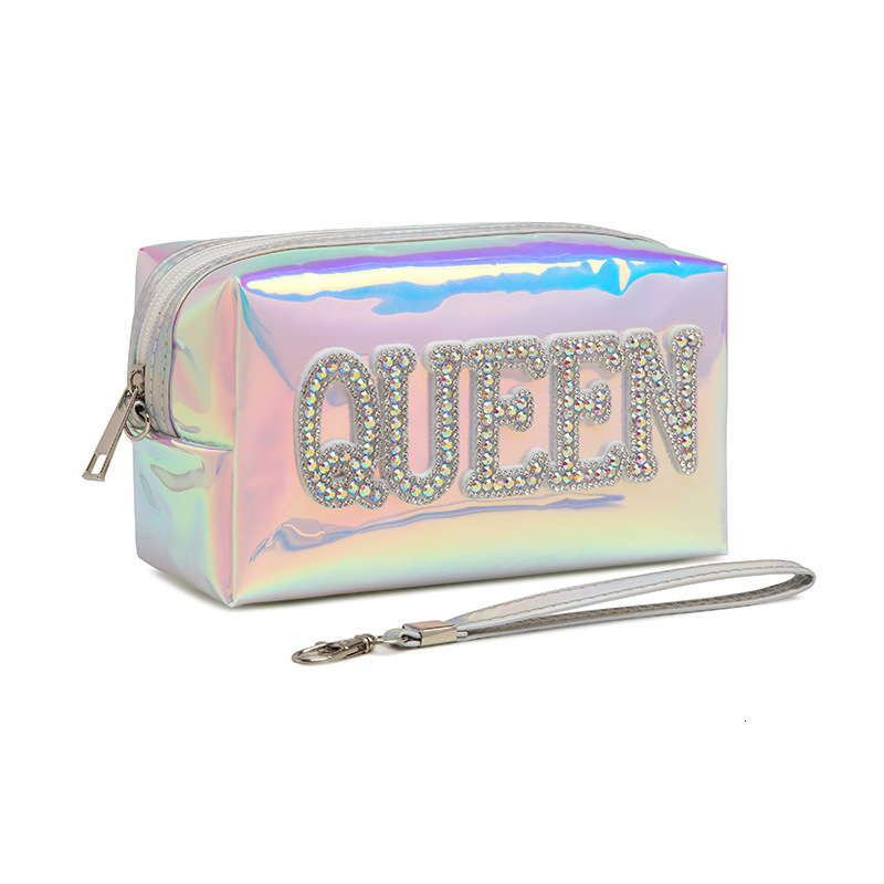 designer Colorful Laser PU Makeup Bag for Women Portable Skincare Storage Bag Waterproof Travel Toiletry Bag Korean Style