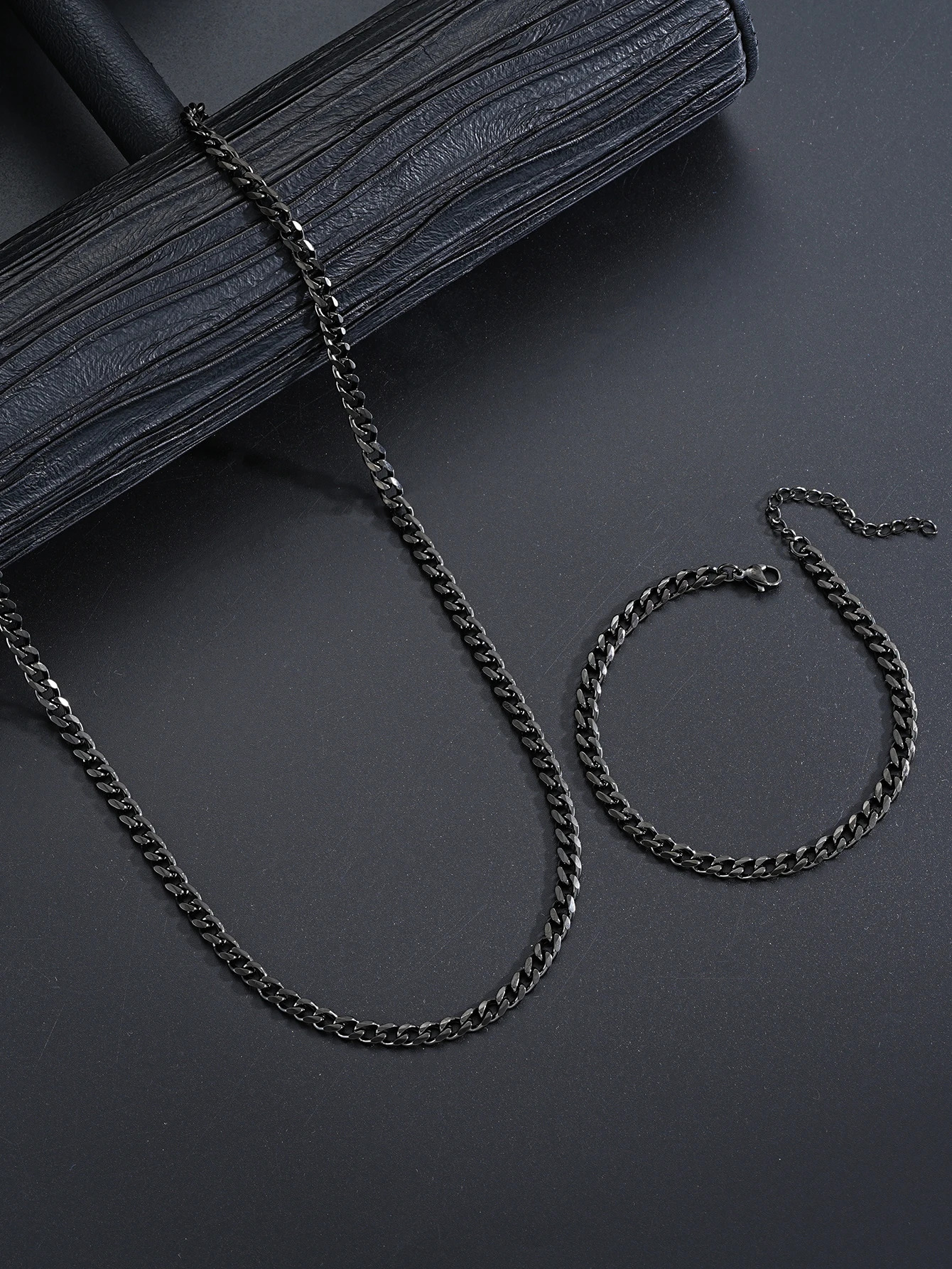 Punk Stainless Steel Gold Color Ropes Necklace Bracelet Set Fashion Minimalist Jewelry Set for Men Women Unisex Simple Gift 250530