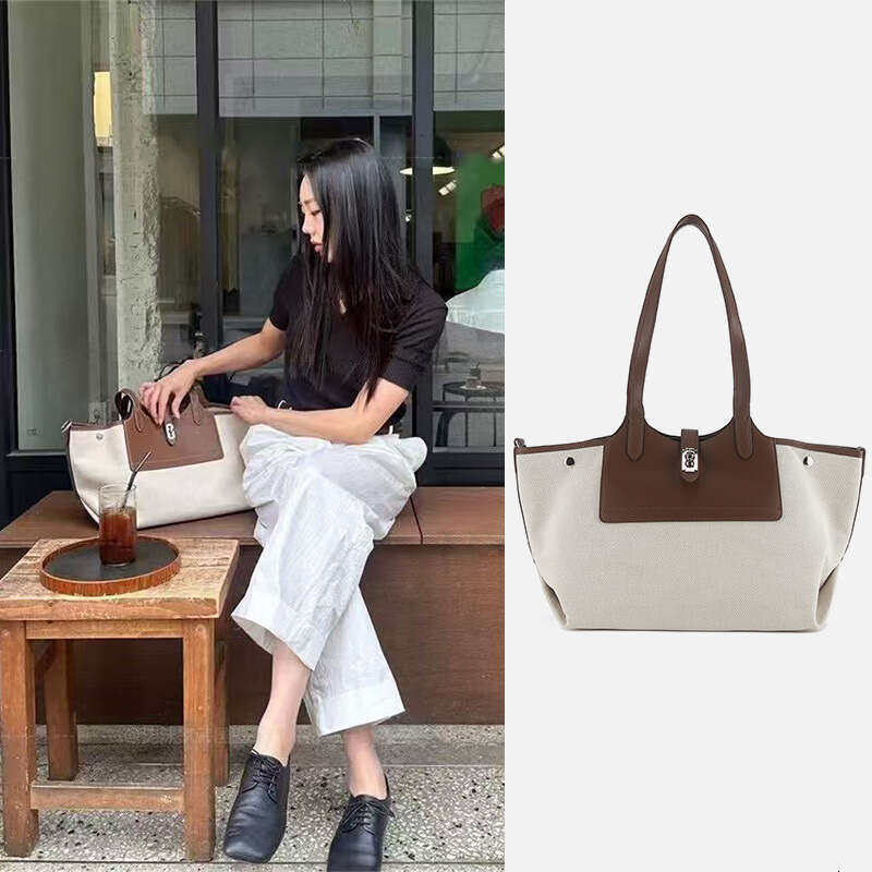 Canvas and Patchwork Tote Korean Pila Spring Summer New Genuine Leather Shoulder Underarm Large Capacity Women s Bag