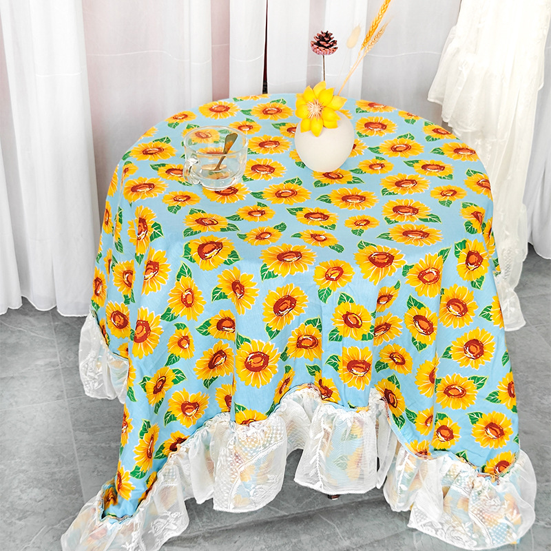 A610 light luxury tea table square tablecloth lace ruffle afternoon tea sun room sea view room pure cotton non-slip decorative cloth