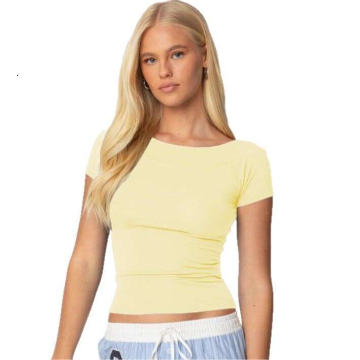 2025 Spring New Y2K Style Slim Fit Short Sleeve T-Shirt Versatile Slimming Knitted Top Women's Base Shirt 1062