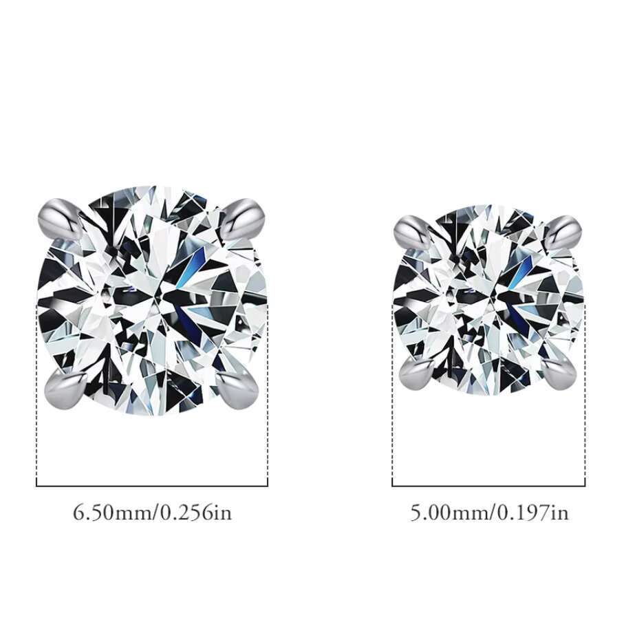 Simple Luxury 925 Sterling Silver VVS1 1Carat Round Shaped Moissanite Stud Earring for Women Men Engagement Wedding Gifts