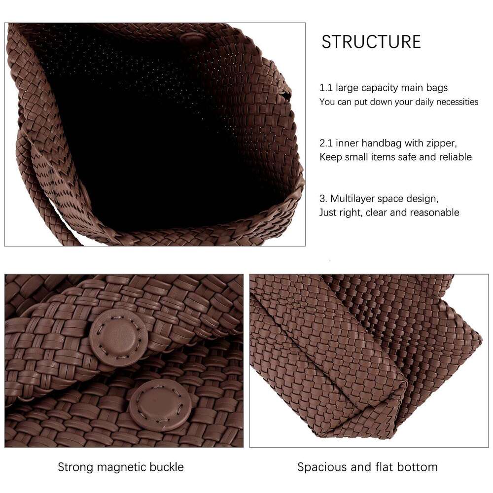 LIKEBAG fashion women's handbag simple soft shoulder PU leather capacity large woven tote bag