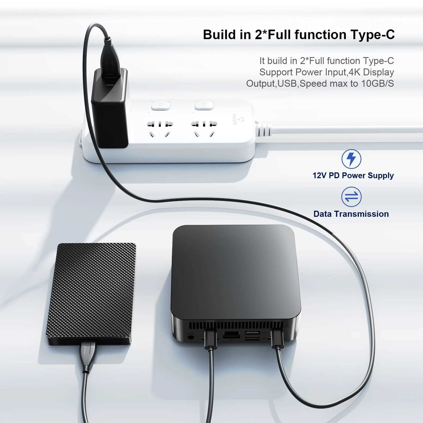 Chatreey T9H Mini PC Intel Twin Lake N150 WIFI 6Windows 11 Ultra Small Pocket Computer Dual SSD Full Function Type-C 4K 60Hz RGB X2506021