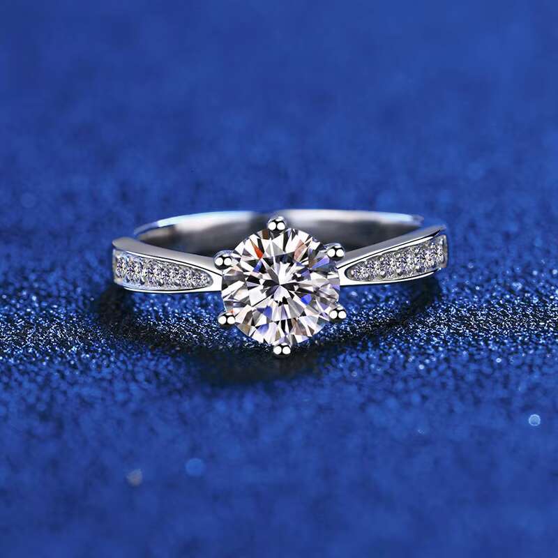 Classic Moissanite Ring S925 Sterling Silver Advanced Temperament Genre Classic Moissanite Ring