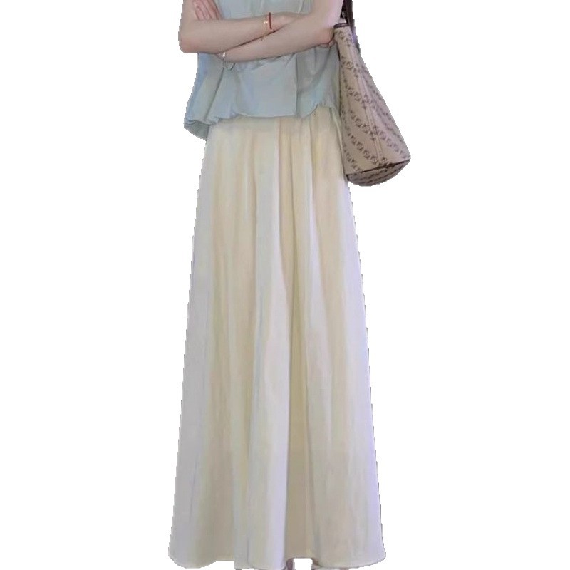 LV95 new style temperament waist slimming umbrella skirt drape A-line mid-length skirt