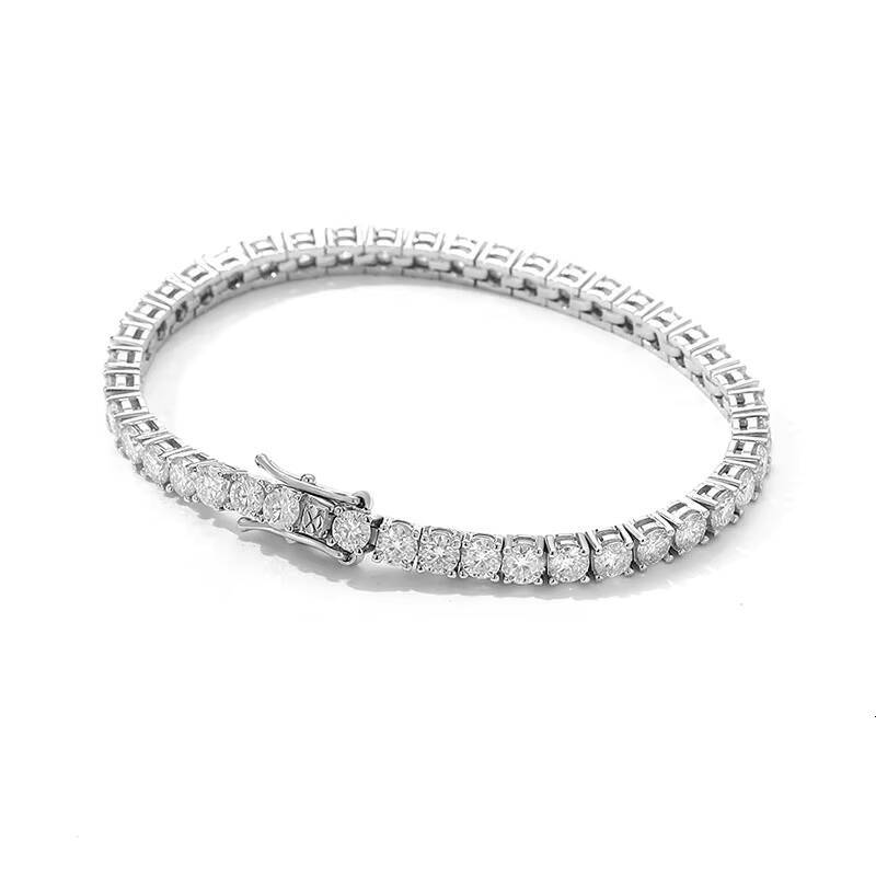 S Pure Sier Simple Elegant Tennis Quartz Bracelet 20 Points Single Row Full Fashion Jewelry