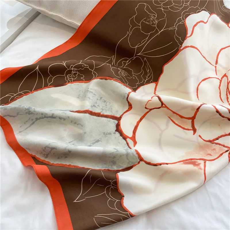 New 90*90cm Scarves Shawl Women Luxury Design Silk Scarf Hijab Kerchief Beach Design Bandana Hairband Neckerchief Wraps Ribbon W250602